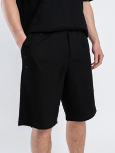Coordinato strappato con T-shirt + Bermuda PU1071 Nero (1)