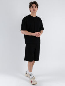 Coordinato strappato con T-shirt + Bermuda PU1071 Nero (3)