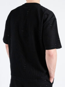 Coordinato strappato con T-shirt + Bermuda PU1071 Nero (7)