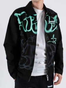 DISCLAIMER Giubbino in gabardine con stampa graffiti 25EDS54899 Nero (3)