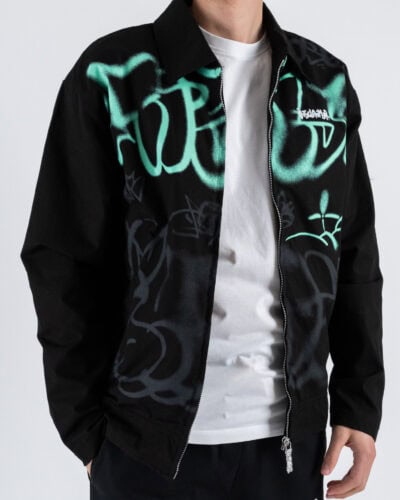 DISCLAIMER Giubbino in gabardine con stampa graffiti 25EDS54899 Nero 3 Nuovi Arrivi