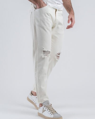 ESTASI Jeans slim con rotture e corto alla caviglia GUARDIOLA Panna 3 Nuovi Arrivi