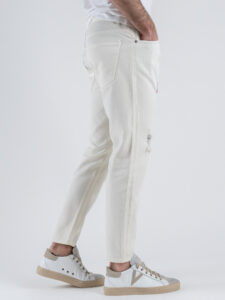 ESTASI Jeans slim con rotture e corto alla caviglia GUARDIOLA Panna (4)