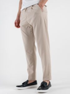 ESTASI Pantalone chino leggero e morbido con elastico e bottone in vita MBAPPE’ EST Beige (2)