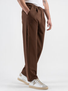 ESTASI Pantalone leggero con gamba morbida ed elastico in vita SANE’ EST Cioccolato (3)