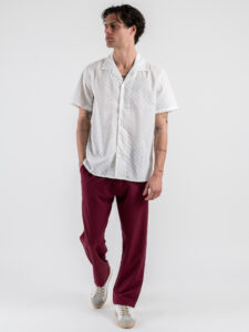 GIANNI LUPO Camicia a mezza manica traforata GL345R White (2)