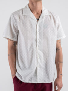 GIANNI LUPO Camicia a mezza manica traforata GL345R White (3)