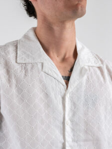 GIANNI LUPO Camicia a mezza manica traforata GL345R White (4)