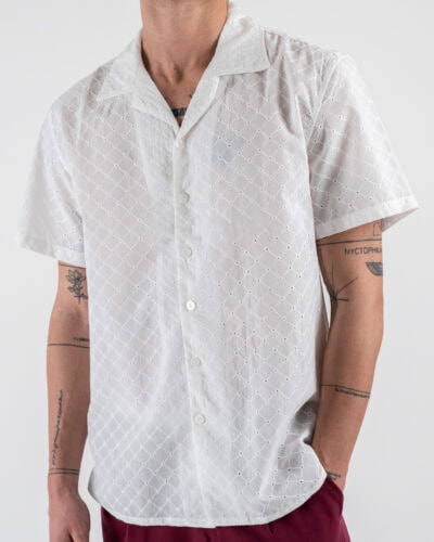 GIANNI LUPO Camicia a mezza manica traforata GL345R White 5 Nuovi Arrivi