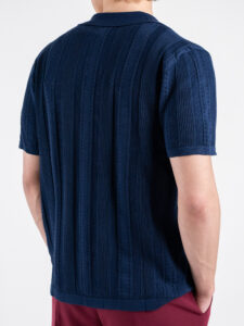 GIANNI LUPO Camicia in maglia a mezza manica traforata GL33763 Deep Blue (3)