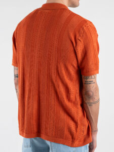 GIANNI LUPO Camicia in maglia a mezza manica traforata GL33763 Rust (2)