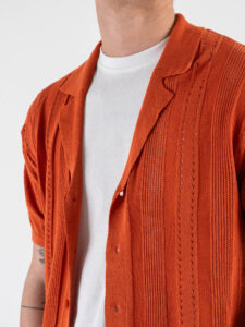 GIANNI LUPO Camicia in maglia a mezza manica traforata GL33763 Rust (5)