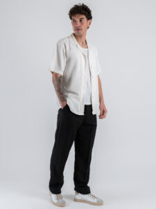 GIANNI LUPO Camicia in maglia a mezza manica traforata GL33763 White (2)