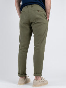 GIANNI LUPO Pantalone cropped con gamba morbida in lino e coulisse in vita MICHIGAN Military (1)