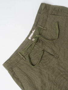 GIANNI LUPO Pantalone cropped con gamba morbida in lino e coulisse in vita MICHIGAN Military (2)