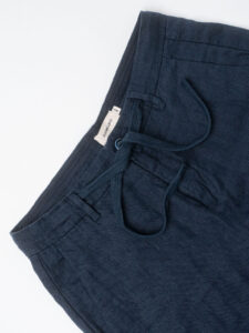 GIANNI LUPO Pantalone cropped con gamba morbida in lino e coulisse in vita MICHIGAN Navy (1)
