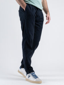 GIANNI LUPO Pantalone cropped con gamba morbida in lino e coulisse in vita MICHIGAN Navy (3)