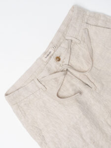 GIANNI LUPO Pantalone cropped con gamba morbida in lino e coulisse in vita MICHIGAN Sand (1)