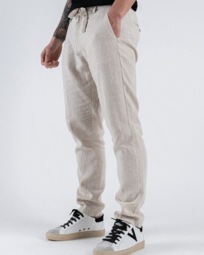 GIANNI LUPO Pantalone cropped con gamba morbida in lino e coulisse in vita MICHIGAN Sand 2 Nuovi Arrivi
