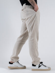 GIANNI LUPO Pantalone cropped con gamba morbida in lino e coulisse in vita MICHIGAN Sand (4)