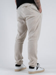 GIANNI LUPO Pantalone cropped con gamba morbida in lino e coulisse in vita MICHIGAN Sand (5)