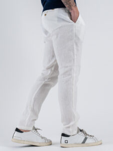 GIANNI LUPO Pantalone cropped con gamba morbida in lino e coulisse in vita MICHIGAN White (1)