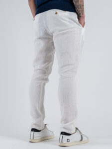 GIANNI LUPO Pantalone cropped con gamba morbida in lino e coulisse in vita MICHIGAN White (2)
