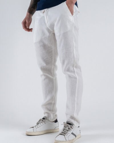 GIANNI LUPO Pantalone cropped con gamba morbida in lino e coulisse in vita MICHIGAN White 4 Nuovi Arrivi