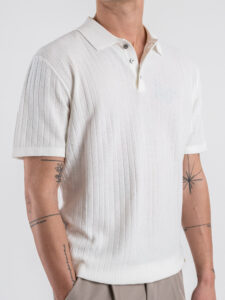 GIANNI LUPO Polo in maglia lavorata a mezza manica GL35209 White (5)