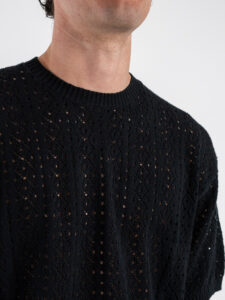 GIANNI LUPO T-shirt in maglia traforata a mezza manica GL35211 Black (1)