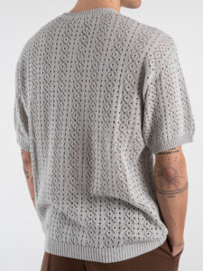 GIANNI LUPO T-shirt in maglia traforata a mezza manica GL35211 Grey (1)