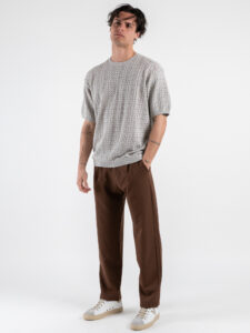 GIANNI LUPO T-shirt in maglia traforata a mezza manica GL35211 Grey (2)