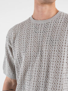 GIANNI LUPO T-shirt in maglia traforata a mezza manica GL35211 Grey (4)