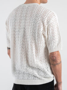 GIANNI LUPO T-shirt in maglia traforata a mezza manica GL35211 White (3)