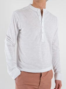 GIANNI LUPO T-shirt serafino manica lunga in cotone GL1055F Bianco (3)