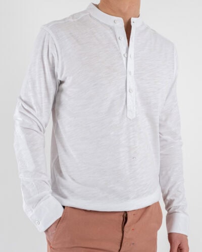 GIANNI LUPO T shirt serafino manica lunga in cotone GL1055F Bianco 3 Nuovi Arrivi