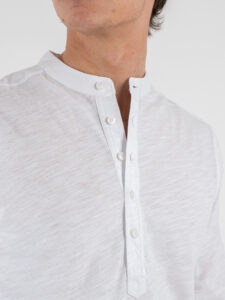 GIANNI LUPO T-shirt serafino manica lunga in cotone GL1055F Bianco (4)