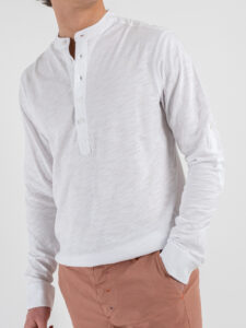 GIANNI LUPO T-shirt serafino manica lunga in cotone GL1055F Bianco (5)
