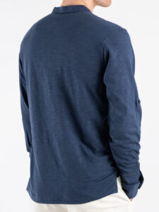 GIANNI LUPO T-shirt serafino manica lunga in cotone GL1055F Navy (1)