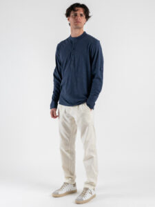 GIANNI LUPO T-shirt serafino manica lunga in cotone GL1055F Navy (2)