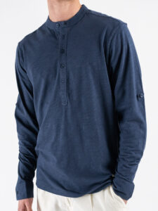 GIANNI LUPO T-shirt serafino manica lunga in cotone GL1055F Navy (3)
