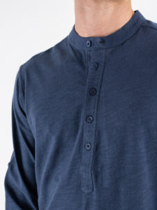 GIANNI LUPO T-shirt serafino manica lunga in cotone GL1055F Navy (4)