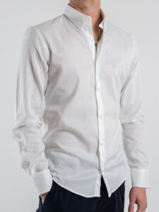 IMPERIAL Camicia in cotone microlavorata con colletto C866430002 Bianca (1)