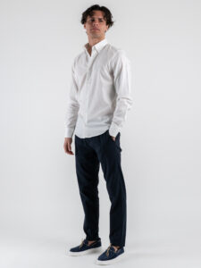 IMPERIAL Camicia in cotone microlavorata con colletto C866430002 Bianca (3)