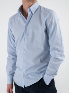 IMPERIAL Camicia in cotone microlavorata con colletto C866430002 Cielo (1)