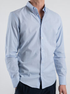 IMPERIAL Camicia in cotone microlavorata con colletto C866430002 Cielo (4)