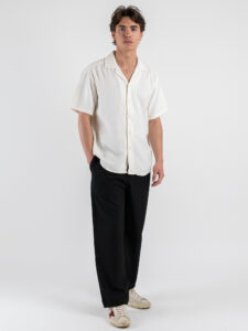 ONLY&SONS Camicia a mezza manica in misto lino LATHAM 22032116 Cloud Dancer (2)
