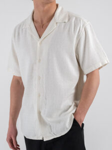 ONLY&SONS Camicia a mezza manica in misto lino LATHAM 22032116 Cloud Dancer (3)
