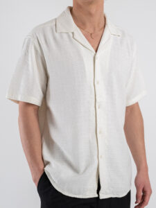 ONLY&SONS Camicia a mezza manica in misto lino LATHAM 22032116 Cloud Dancer (5)