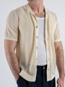 ONLY&SONS Camicia a mezza manica traforata DIEGO 22028576 Antique White7 (4)